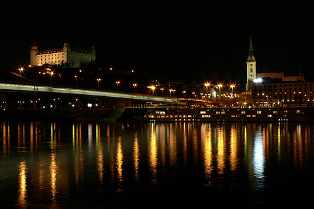 Slovakien, Bratislava, slott, Donau, floden, staden, Bridge