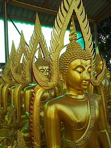 dourado, estátua de Buda, estátua