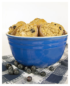 blueberry, muffins, bowl, breakfast, berry, sweet, blue