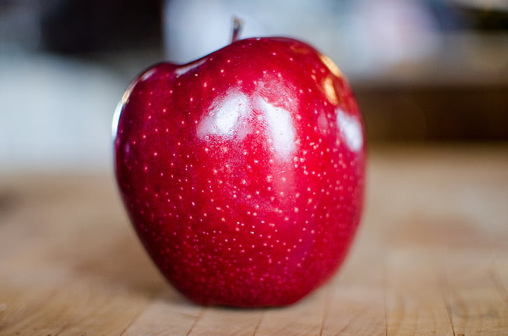 Apple, buah, apel merah, talenan, tunggal, Makanan, sehat