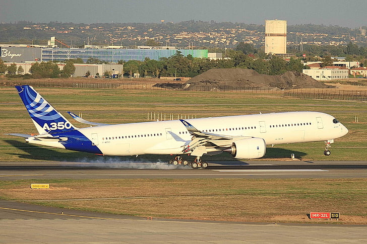 Airbus, A350, zrakoplova, slijetanje