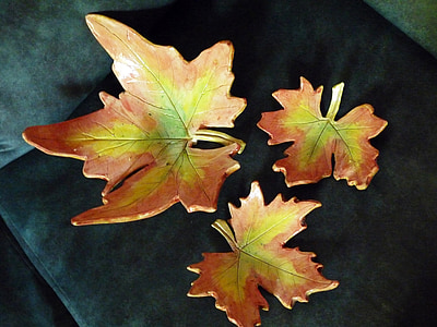 cerámica, otoño, hojas