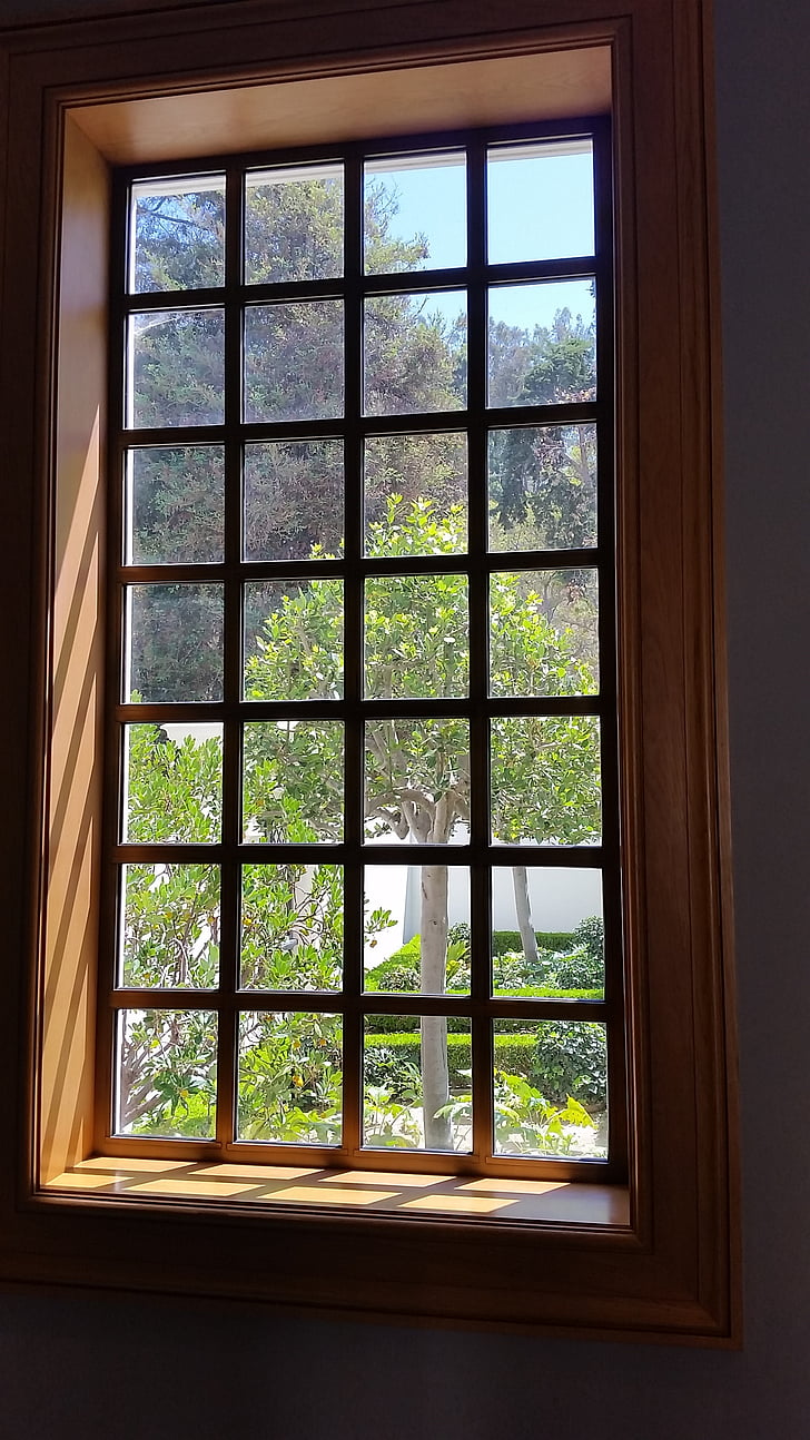 Fensteransicht, Fenster, Blick auf den Garten, Licht, im Innenbereich, keine Menschen, Tag