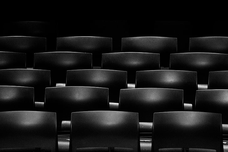 μαύρο, Θέατρο, καθίσματα, κάθισμα, ταινίες, καρέκλα, σε μια σειρά