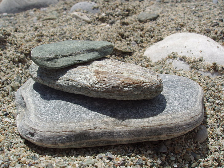 rocks, sculpture, balance, pebble, stones, sea, summer