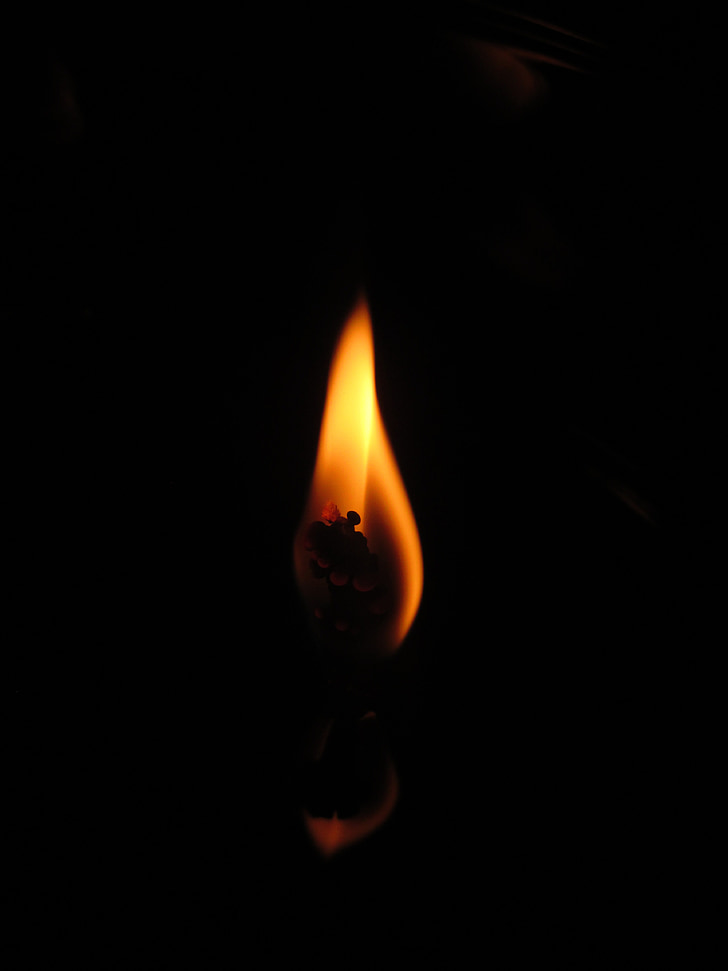φλόγα, κερί, σκούρο, σκοτάδι, φως, ένα, ενιαία