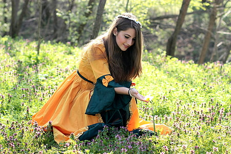 girl, princess, forest, spring, story, nice, women