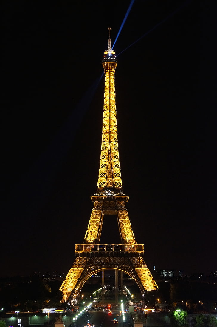 Francja, Paryż, podróży, atrakcje turystyczne, Wieża, podświetlane, noc