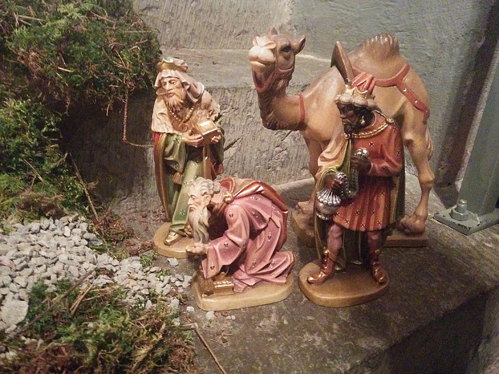 escena de la Natividad, cristiano, Jesús, llegada, tres Reyes Magos, camello, Navidad