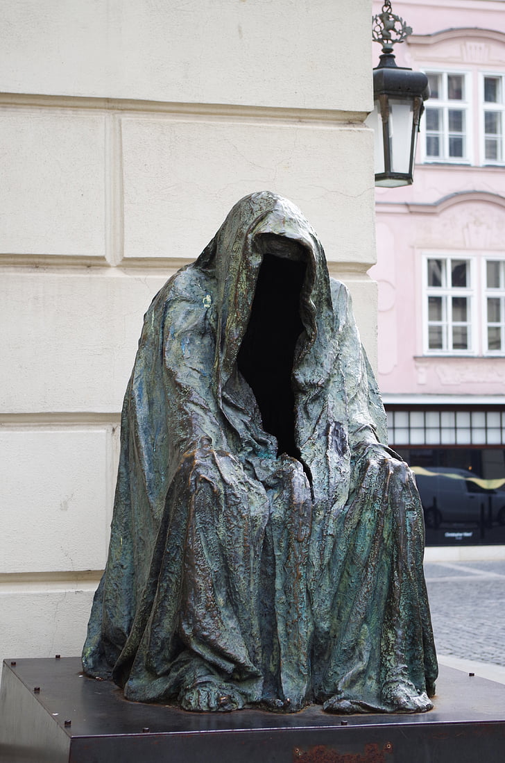 statula, Praha, garnyras, sėdėti, striukė