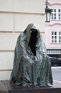 statuen av, Praha, garnityr, sitte, jakke