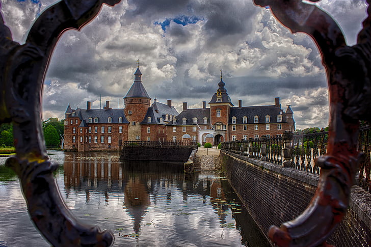 Schloss anholt, hrad, rybník, zrcadlo