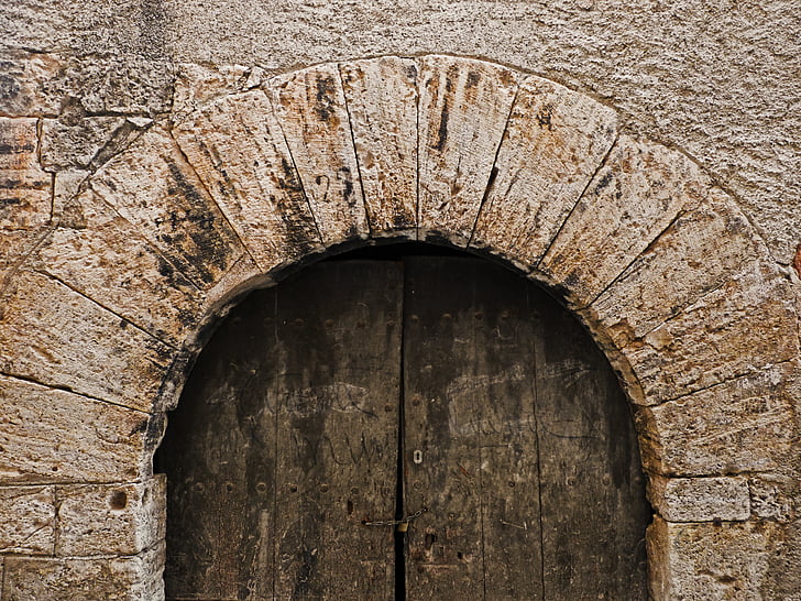 door, stone arch, arch, carved stone, medieval
