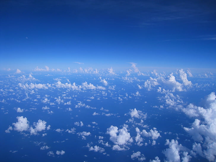 fotografia aèria, cel, blanc, núvol, ambient, temps