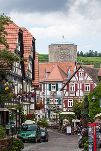 Besigheim, estrada de Kirch, cidade velha, treliça, Suábia, vila vinho, Estado de Baden-württemberg