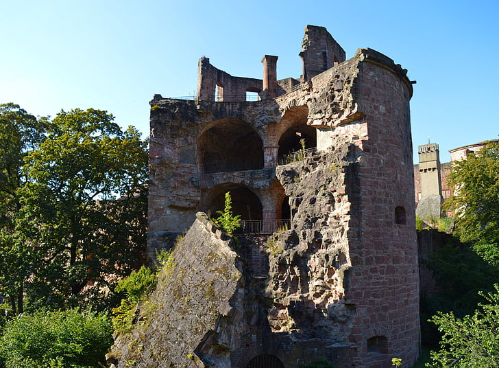 Heidelbergas, pilis, Heidelberger schloss, Vokietija, pastatas, Architektūra, griuvėsiai
