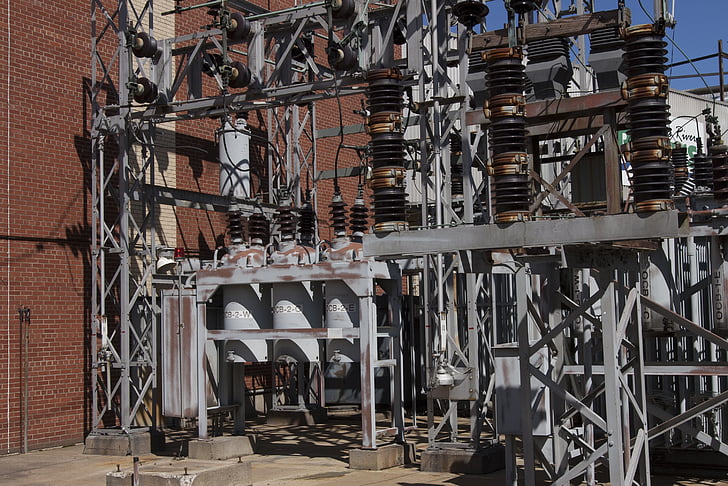 power generation, switchyard, electricity, transformers, transducers, chair, indoors