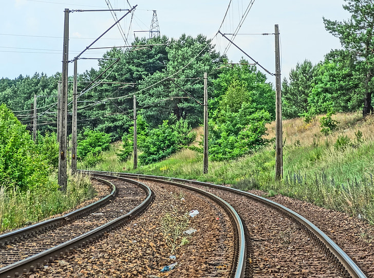 kereta api, trek, garis, rel, transportasi, Polandia, kereta api