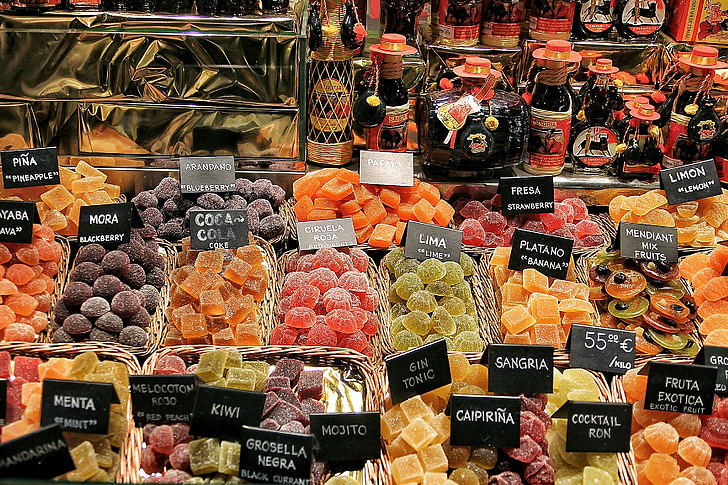 marknaden, frukt, boqueria, Barcelona