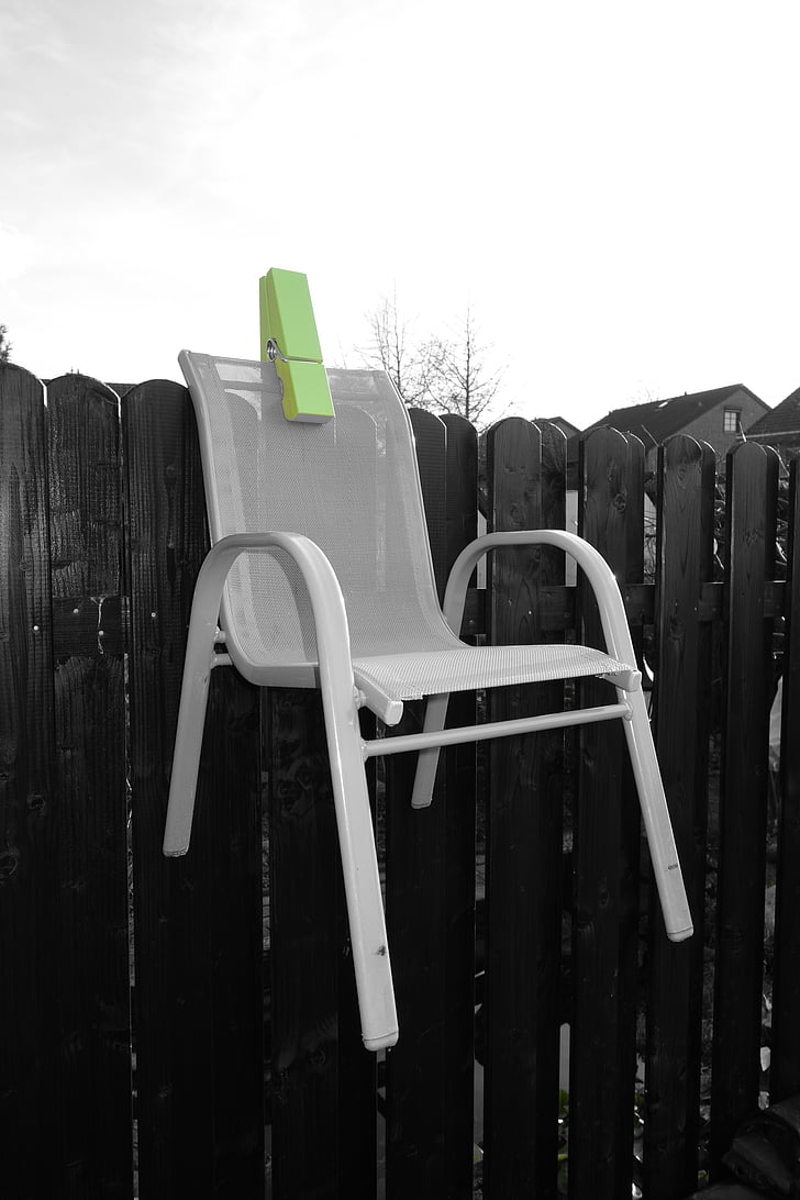 cadeira, clipe de papel, verde