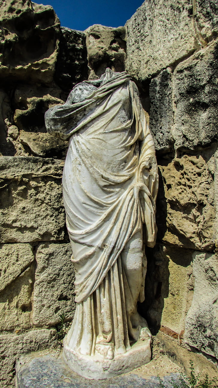 Cyprus, Salamis, Socha, žena, Archeológia, Archeologické, Kultúra