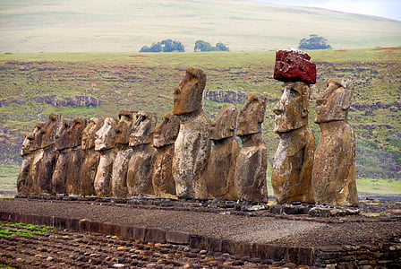智利, 复活节岛, 拉帕努伊, 旅行, 雕塑, 石像, 著名的地方