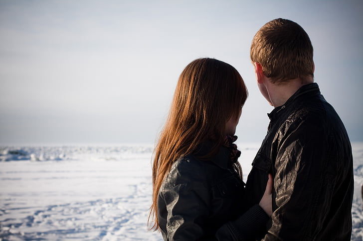 влюбени, Любов, зимни, Финския залив, двойка, февруари, бъдещи