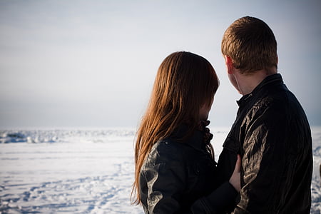sweethearts, love, winter, gulf of finland, couple, february, future