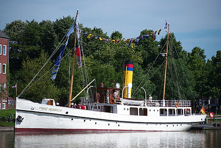 Steamboat, princa heinrich, Port je prázdne, Port, prázdne, East frisia, loď