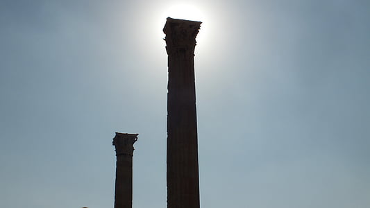 luz de fundo, Só, colunata, Grego, Grécia, espaço, raio de luz