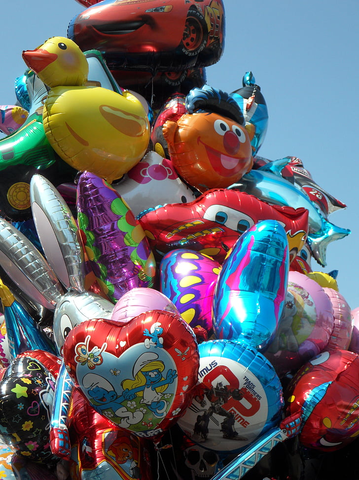 ballons, vendeur de ballons aériens, coloré, flotteur, juste, marché de l’année, festival folklorique