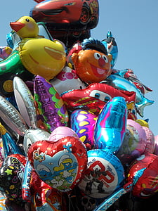 palloncini, Venditore dell'aerostato di aria, colorato, galleggiante, Fiera, mercato di anno, festa popolare