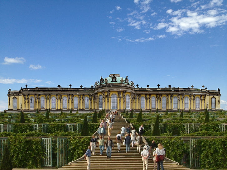 zaprti sanssouci, grad, baročni, Potsdam, zgodovinsko, stavbe