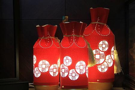 rouge, 燈, décorations, pièce de monnaie, Totem, Tassel, festivité