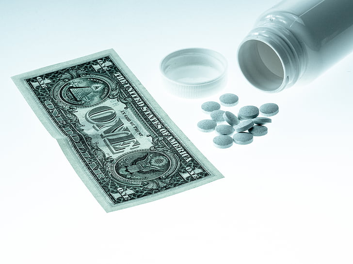 pinigų, doleris, medicinos, į sveikatą, tabletės, JAV dolerių, fondų