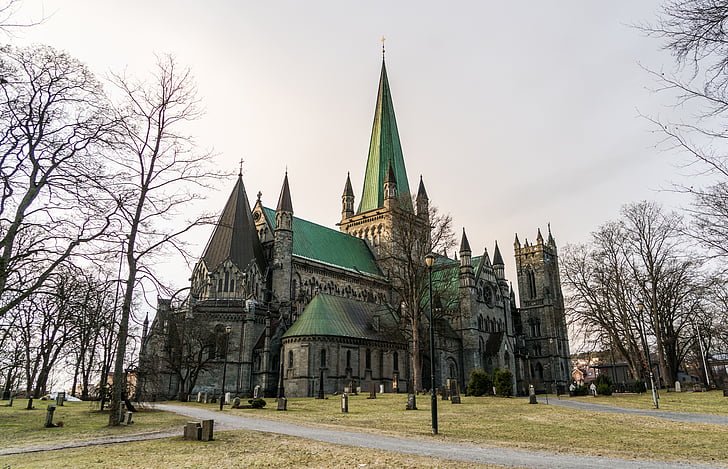 Trondheim, Noorwegen, Nidaros-domkerk, het platform, Europa, Scandinavië, Toerisme