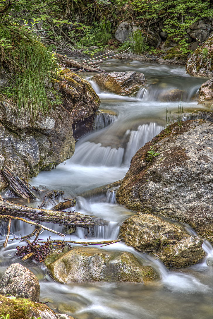 Creek, Moss, în aer liber, Râul, roci, pietre, Stream