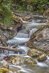 creek, moss, outdoors, river, rocks, stones, stream
