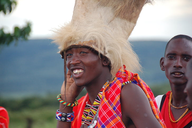 masaj, robe, Kenya, village, garçon, l’Afrique, la population locale