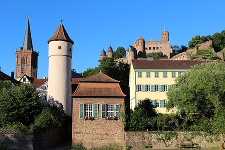 Wertheim am chính, lâu đài, tháp, gác chuông, Cát đá, bầu trời, Thiên nhiên