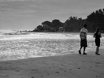 amor, casal, dois, praia, Praia de arugambay, Sri lanka