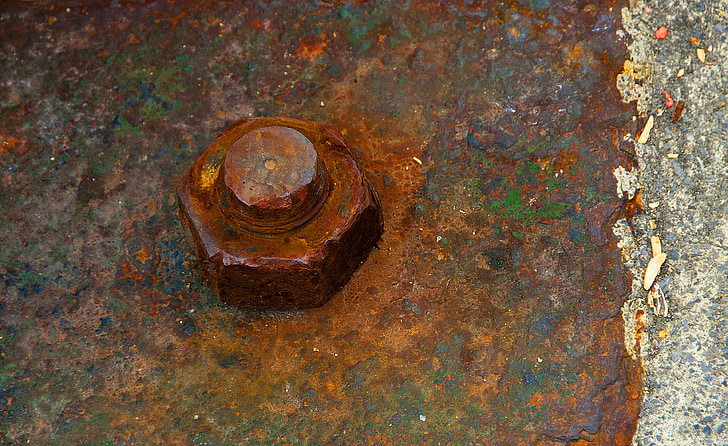 screw, nut, rust, metal, detail, industrial