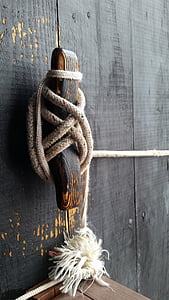 corda, nó, gravata de barco, loop de, de fixação, amarrado, madeira
