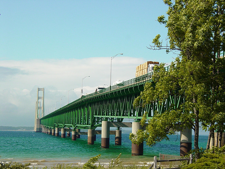 ponte poderoso mac, Michigan, Lago, ponte, grandes lagos, estrutura, estruturas