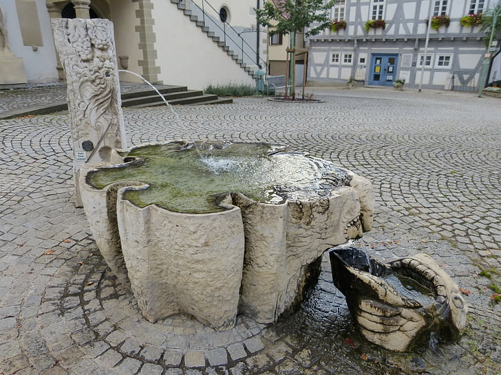 fontanas, vandens, paminklas, gėrimas, šlapiame kelyje