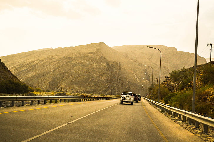 automobilių, gatvė, kelionės, Omanas, Nizwa, Jebel Achdaro savivaldybė