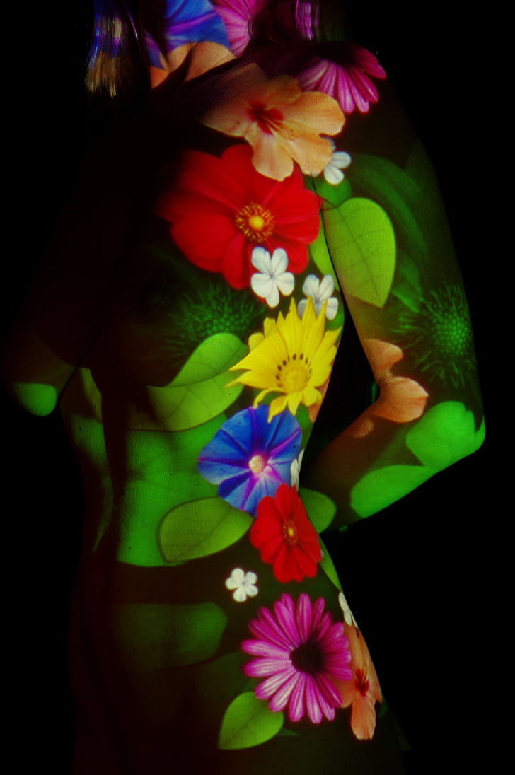 kvinde, Act, silhuet, mønster, abstrakt, skulptur, blomster