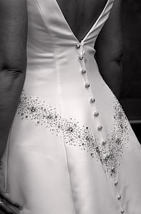 Vestuvės, Vestuvinė suknelė, nuotaka, balta, suknelė, atgal, mygtukai
