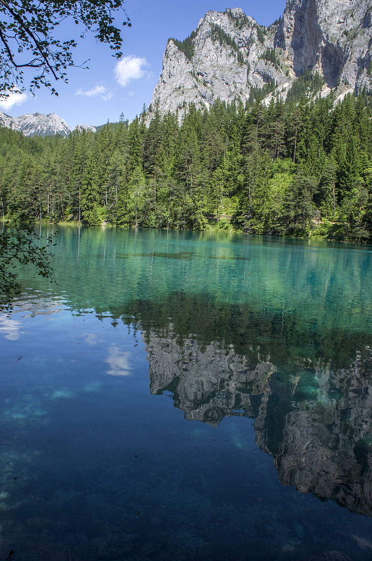 Lake, vee, peegeldamine, roheline järv, tragöß, Steiermark