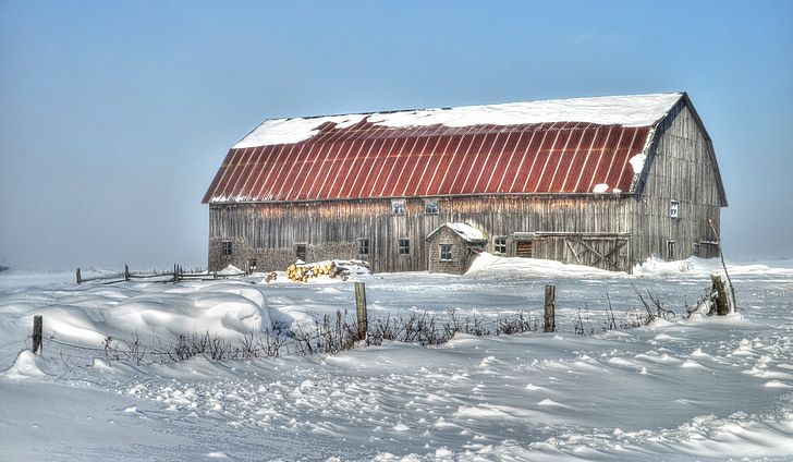 Grange, mùa đông, cảnh quan, phong cảnh mùa đông, Barn, lạnh, trắng